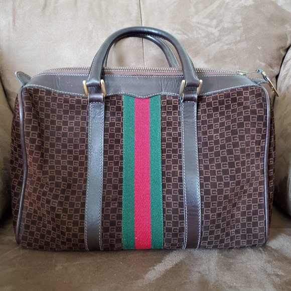 Gucci Handbags - Authentic Vintage Gucci Boston Handbag Brown Suede
